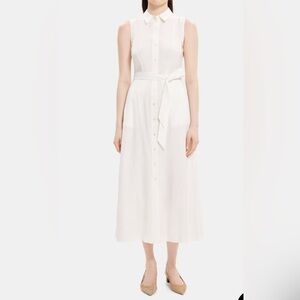 THEORY Sleeveless Shirt Dress in Linen-Blend